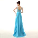 Turquoise Blue Maxi Lace Formal Prom Evening Dress EN131